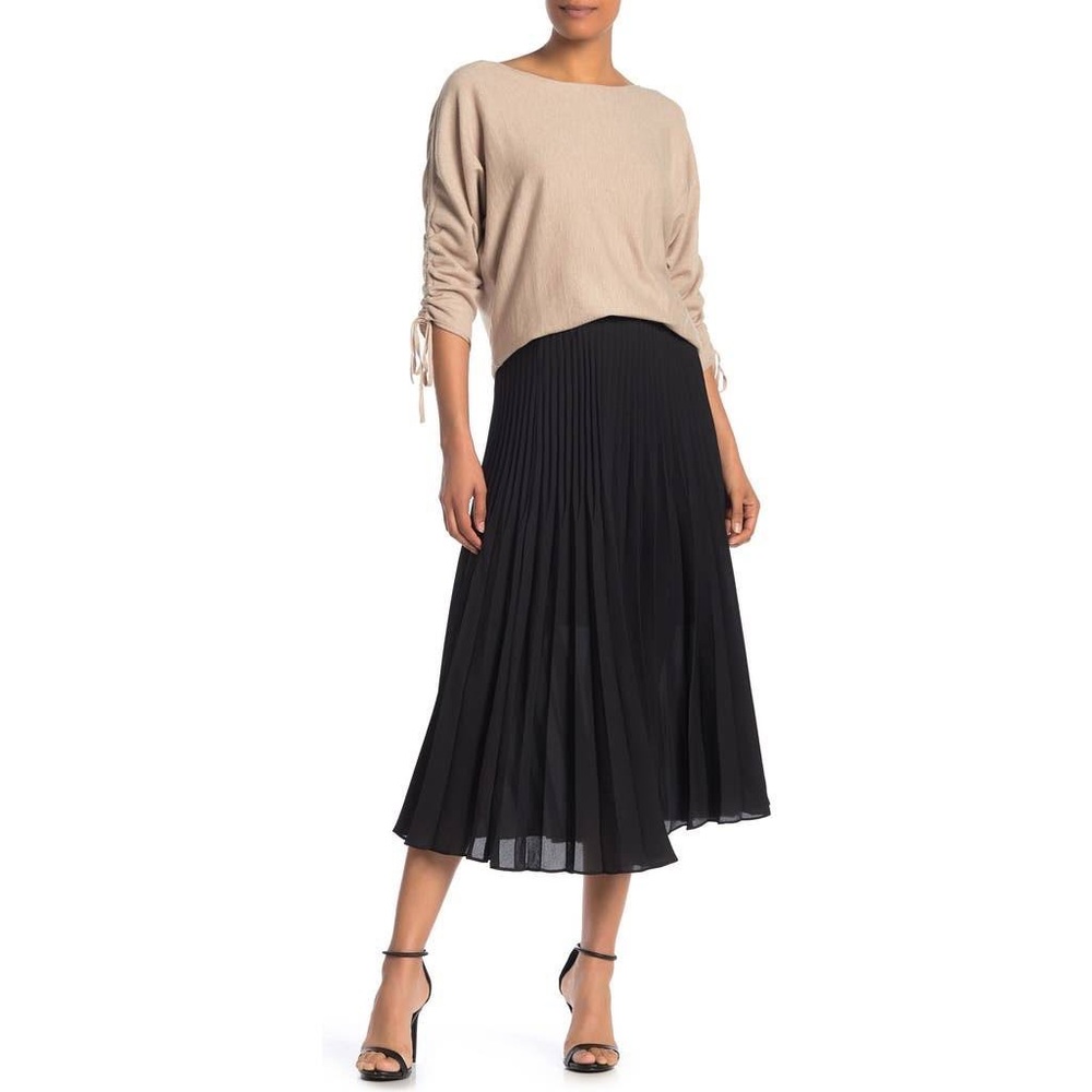 Cato Black Pleated Midi Skirt